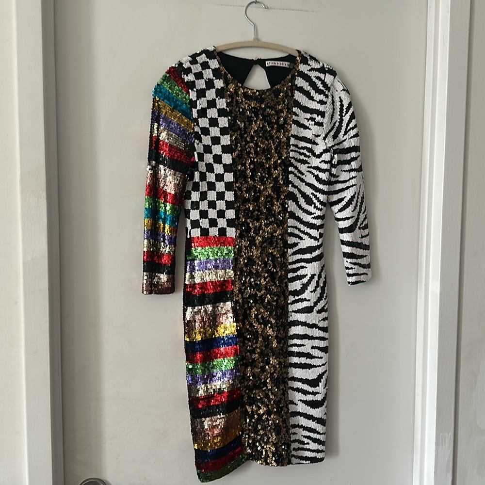 Alice And Olivia Jae Multi Sequin Patchwork Keyho… - image 8